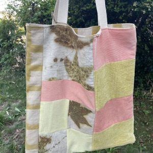 Sac patchwork rose et jaune teinture végétale PaMa Fabrique